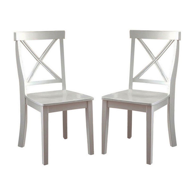 Wooden Armless Side chair， White， Pack of 2