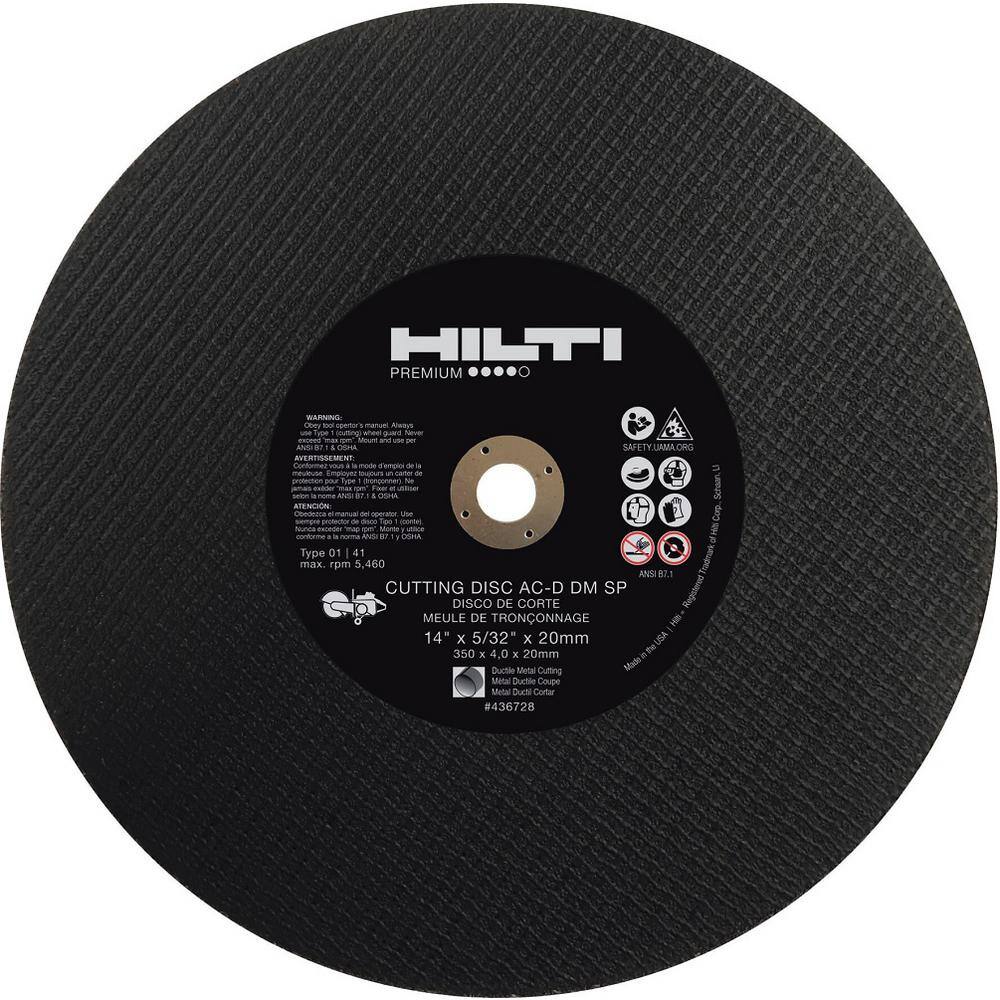 Hilti 12 in. x 532 in. x 0.787 in. 0-Teeth SP Abrasive Ductile Metal Cutting Gas Saw BladeDisc (10-Pack) 436726