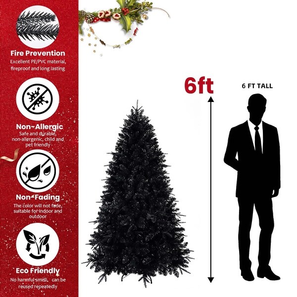 7.5ft PreLit Black Full Halloween Xmas Artificial Christmas Tree