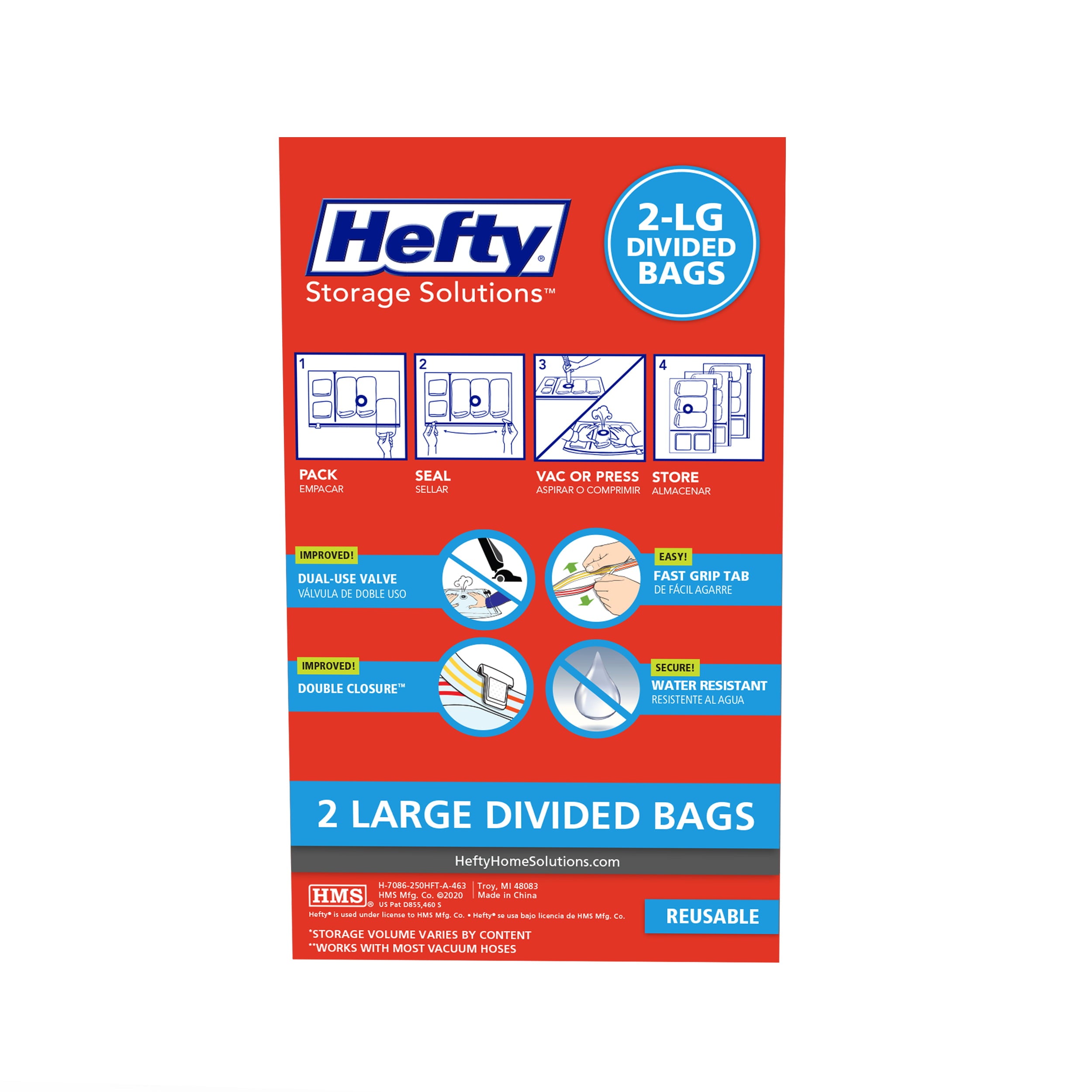 Hefty SHRINK-PAK 2 Large Divided Vacuum Bags