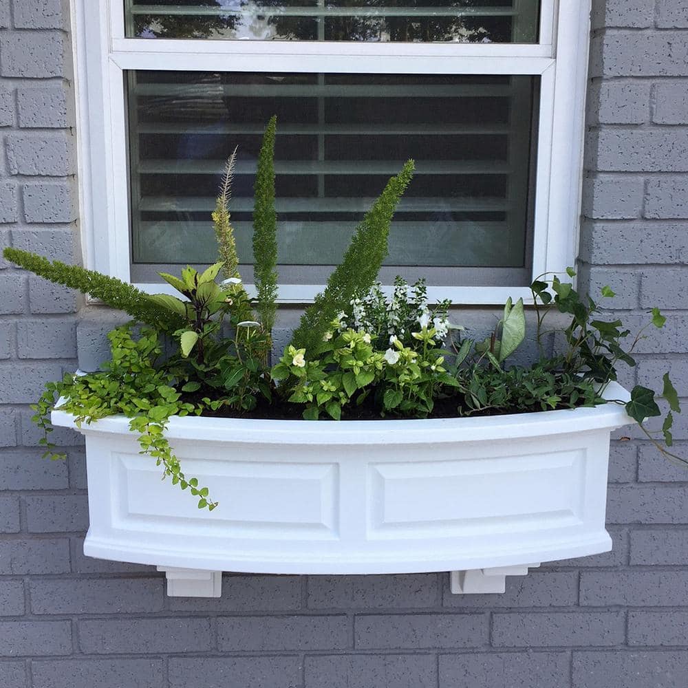 Mayne Nantucket 36 in. x 11.5 in. Self-Watering White Polyethylene Window Box 4830-W