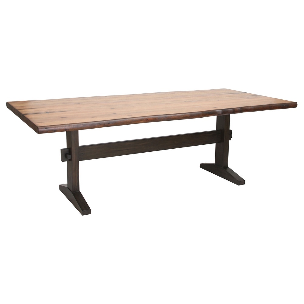 Coaster Furniture Bexley Live Edge Trestle Dining Table Natural Honey and Espresso   90.00'' x 42.00'' x 30.00''