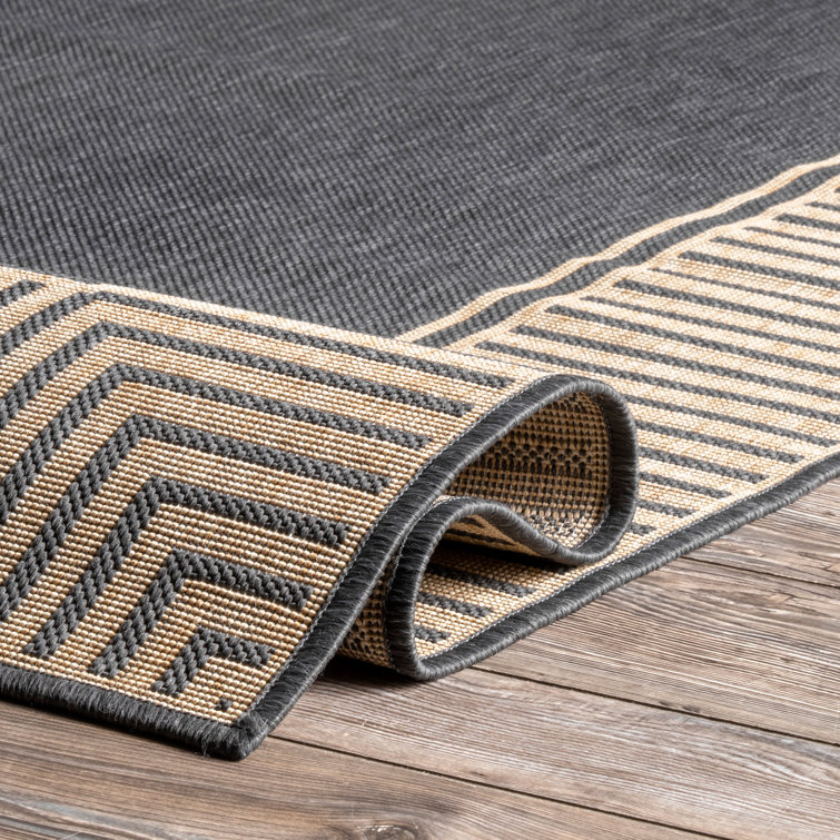 Arba Machine Woven / Power Loomed Navy Blue Indoor/Outdoor Patio Rug