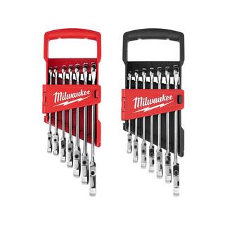 MW 144-Position Flex-Head Ratcheting Combination Wrench Set SAE and METRIC (14-Piece) 48-22-9429-48-22-9529