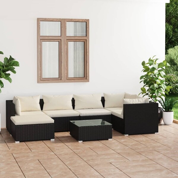 vidaXL Patio Lounge Set Outdoor Sectional Sofa Set Table Garden Poly Rattan