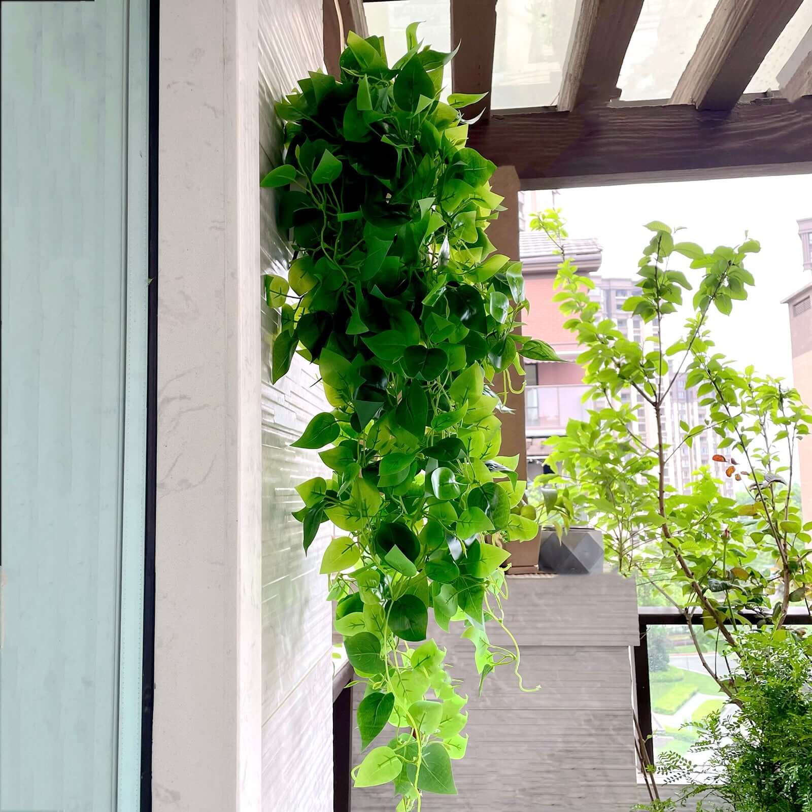 3 Pack Green Silk Pothos Artificial Hanging Plants, Fake Foliage Ivy Vine Garland Vines - 3ft