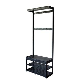 Eccostyle Bamboo Black Entryway Hall Tree with Bench and Shoe Storage CAFEA0179BK