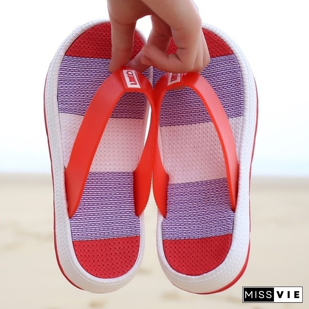 Women Fashion Outdoor Flip Flops Casual Beach Slippers Home Non-Slip Sandals Comfort Rainbow Slippers Plus Size 36-41