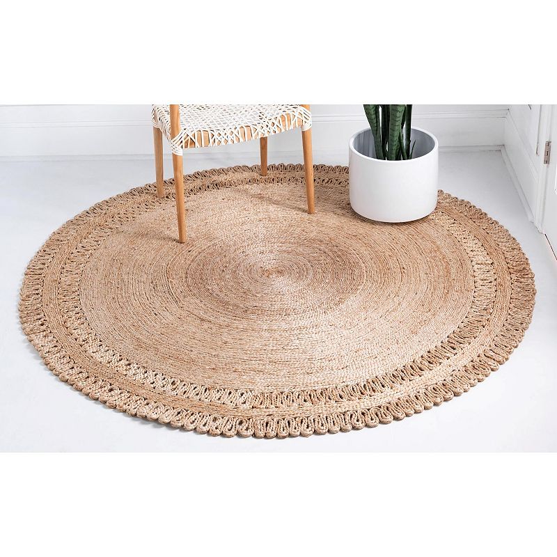 Unique Loom Floral Braided Jute Rug