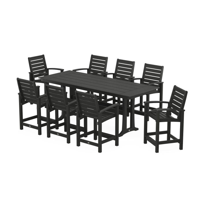 Polywood Signature 9-Piece Farmhouse Counter Set with Trestle Legs PWS1897-1