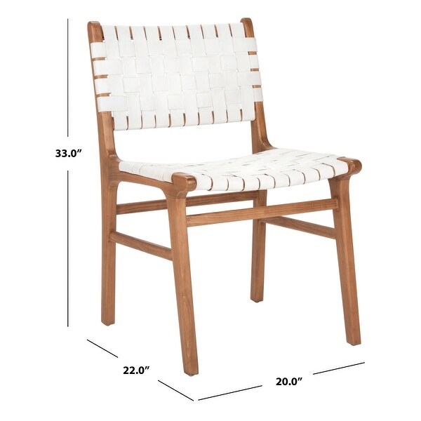 SAFAVIEH Taika White Woven Leather Dining Chair