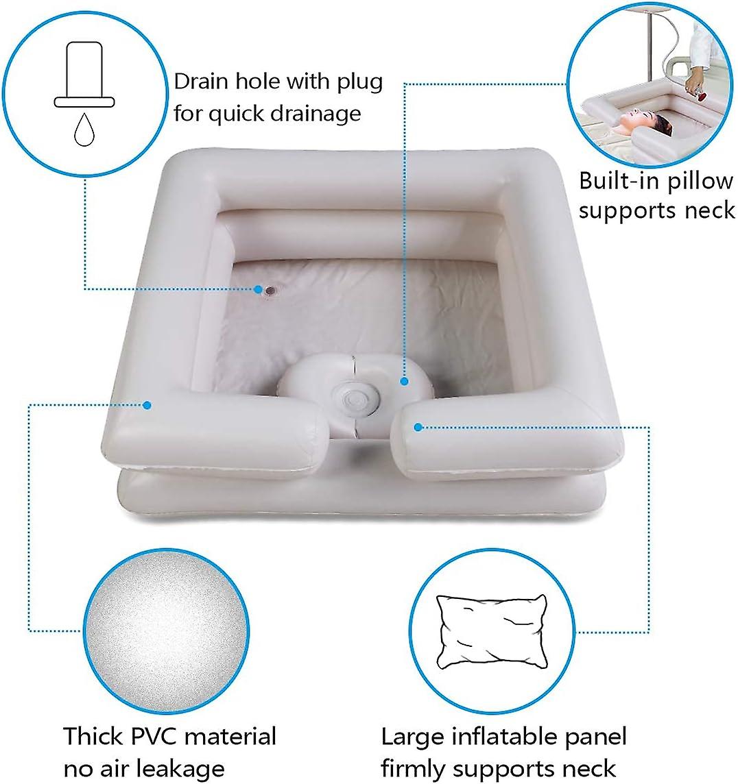 Inflatable Bedside Shampoo Basin Kit With Water Bag， Shower， Shawl， Cushion， For Disabledand Elderly Bed Easy， Pregnancy， Bedridden Or Post-surgical Pat