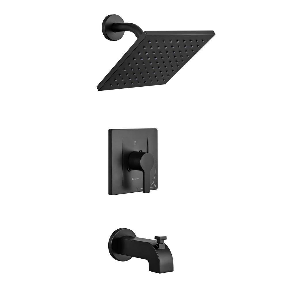 Glacier Bay Modern Single-Handle 1-Spray Tub and Shower Faucet in Matte Black (Valve Included) HD873X-6210H