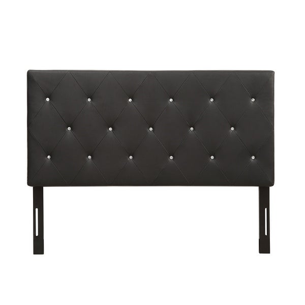 Silver Orchid Heston Contemporary Crystal Diamond Tufted Black Headboard - - 21906887