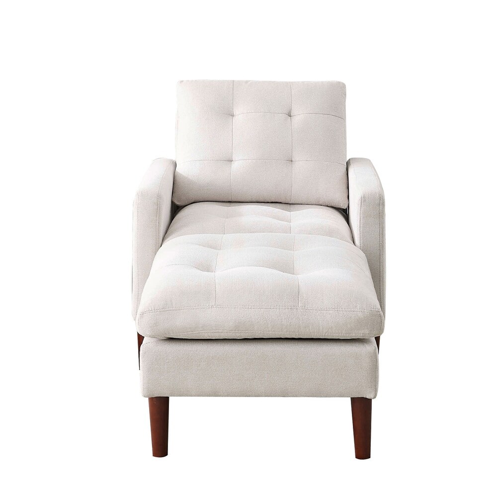 Modern Single Sofa Chair  Living Room Armchair with Movable Ottomans  Tufted Lounge Chair Sofa for Reading Nap Chair  Beige