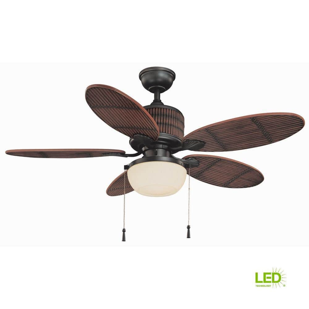 Home Decorators Collection Tahiti Breeze 52 in LED IndoorOutdoor Natural Iron Ceiling Fan with Mahogany Bamboo Accents