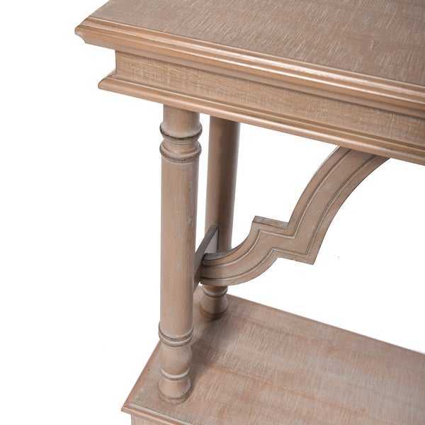 StyleCraft Wood Trestle Console Table with Arch Design - Brown with Whitewash Undertones