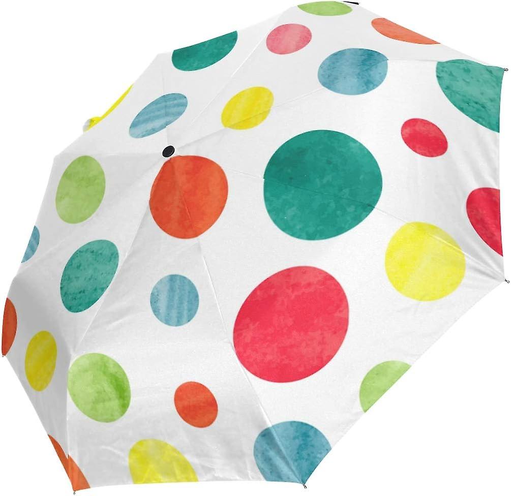 Travel Umbrella Automatic Windproof Foldable Umbrella Colorful Dots Pattern