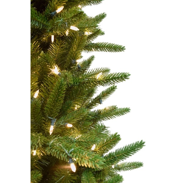 Fraser Hill Farm 6.5 Ft. Carmel Pine Slim Artificial Christmas Tree with Smart String Lighting