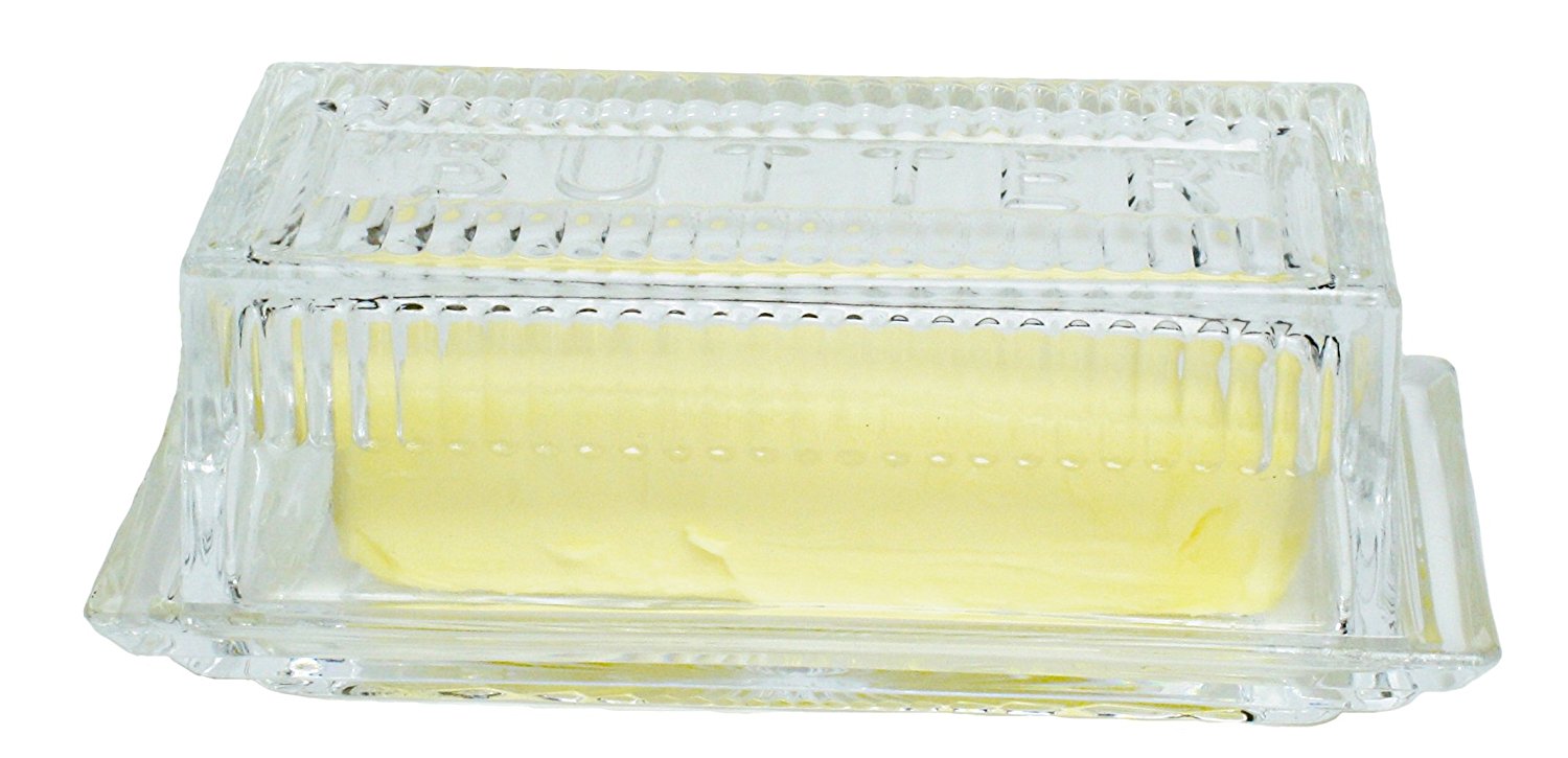 Lead-Free Crystal Covered Modern French Butter Dish with Lid