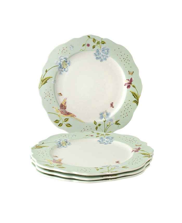 Laura Ashley Heritage Collectables Mint Uni Irregular Plates in Gift Box Set of 4