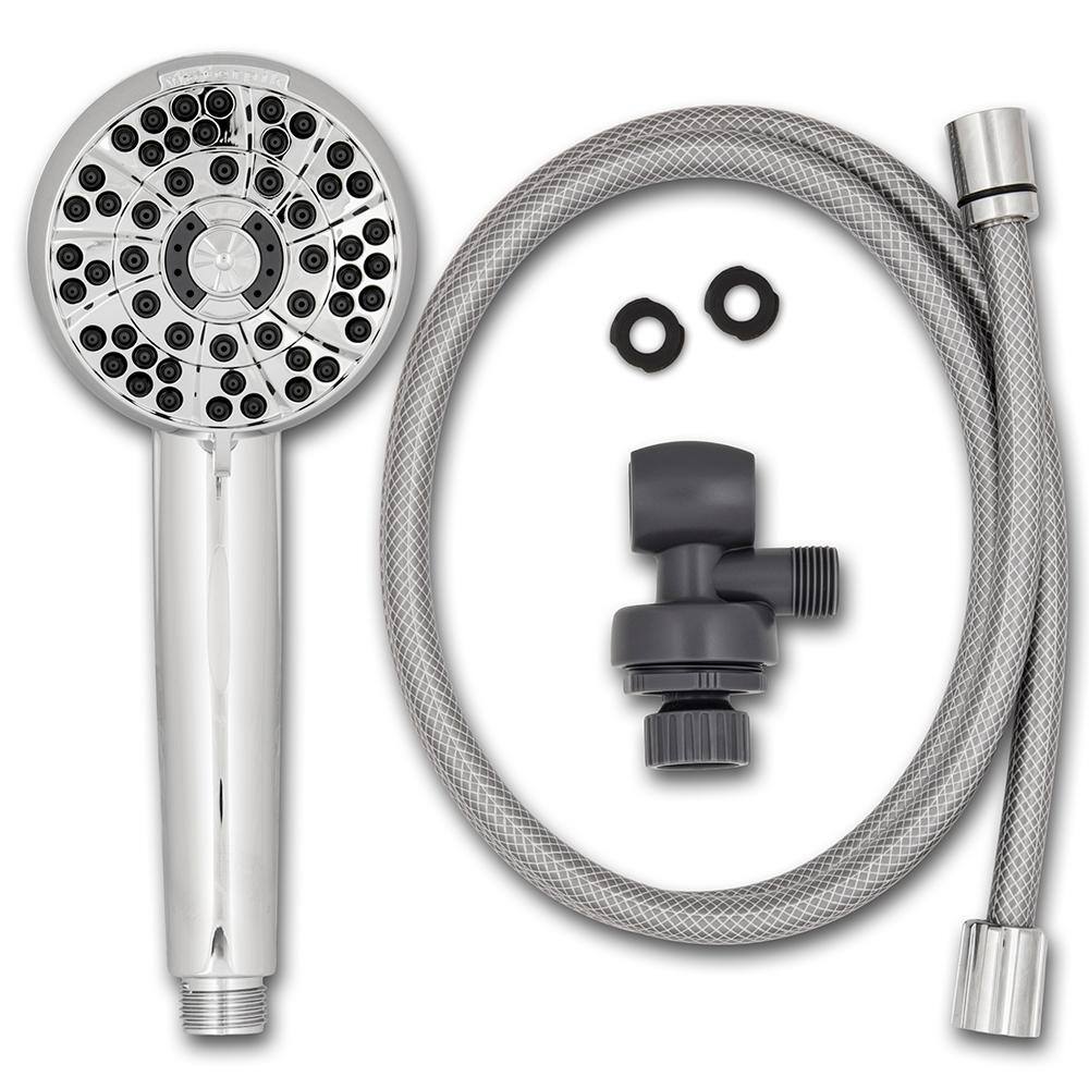 Waterpik 6-Spray 3.5 in. Single Wall Mount 1.8 GPM Handheld Adjustable Shower Head in Chrome XAS-643E