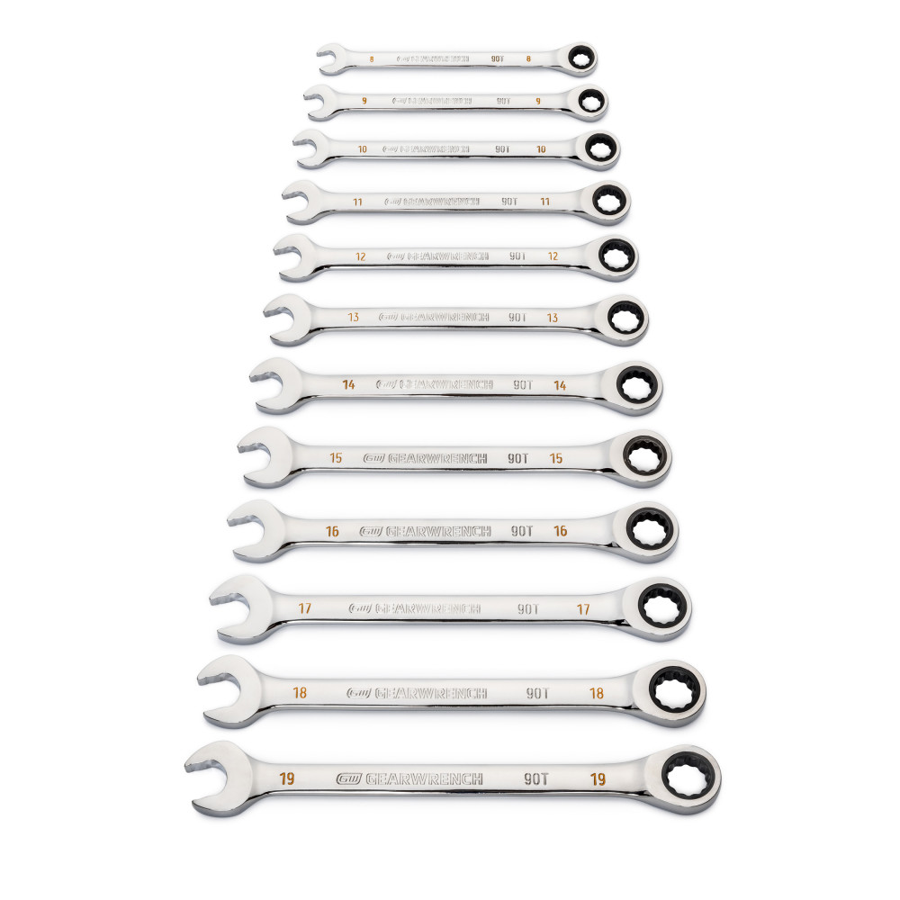 12 Pc 90T 12 Point Metric Combination Ratcheting Wrench Set ;