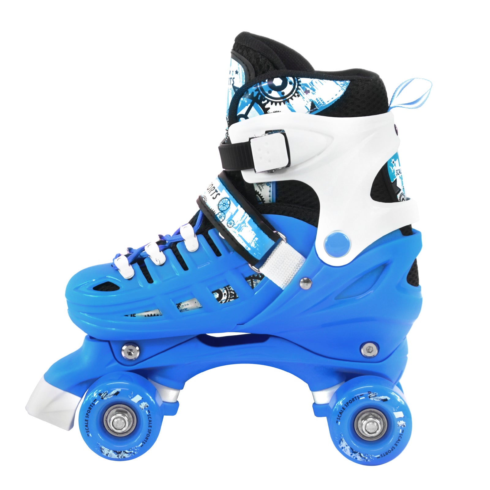 Adjustable Light Blue Quad Roller Skates For Kids Medium Sizes