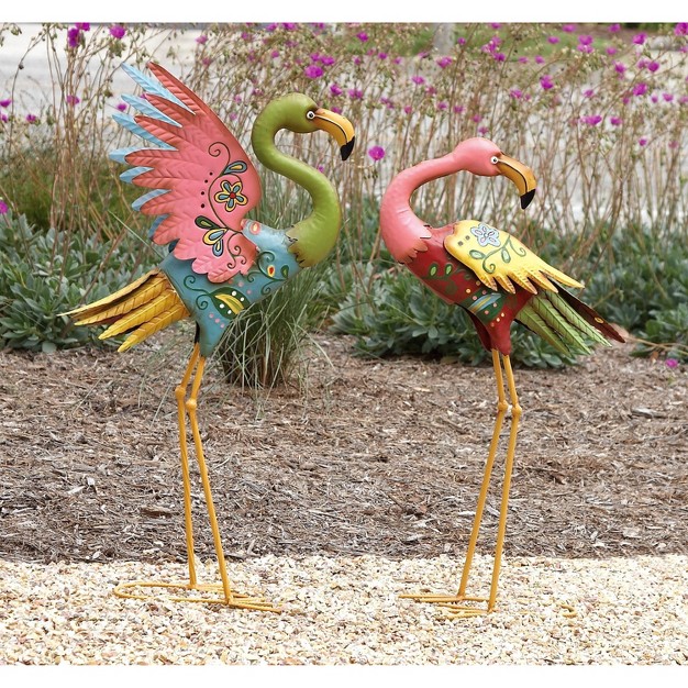 Coastal Flamingos Garden Sculpture Olivia amp May