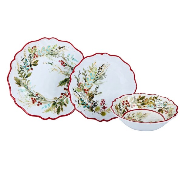 Certified International Christmas Gatherings 12 pc Melamine Dinnerware Set，Service for 4