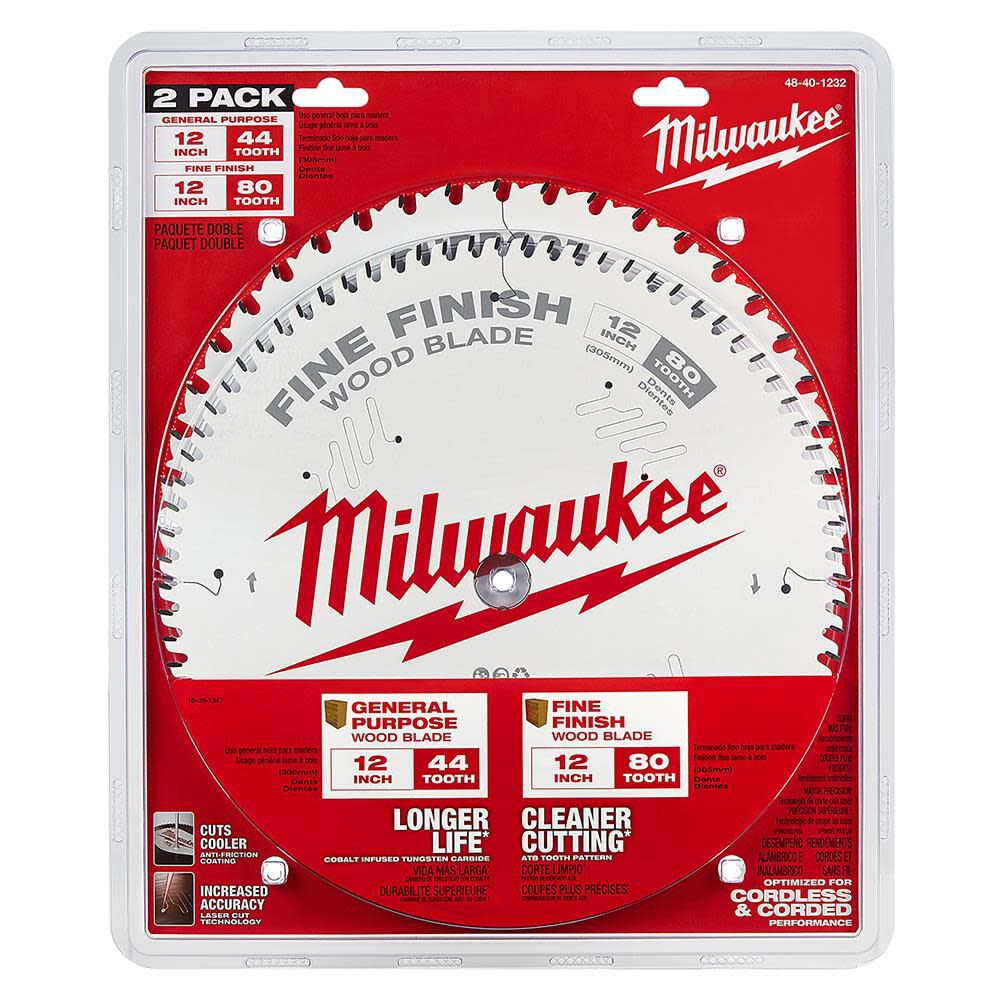 MW 12 in. 44T + 80T Two Pack Circular Saw Blade 48-40-1232 from MW