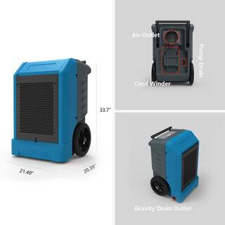 Edendirect 230 pt. 8000 sq.ft. Bucketless Commercial Dehumidifier in Blue with Drain Hose Rotomolded Case WE-OL230SP