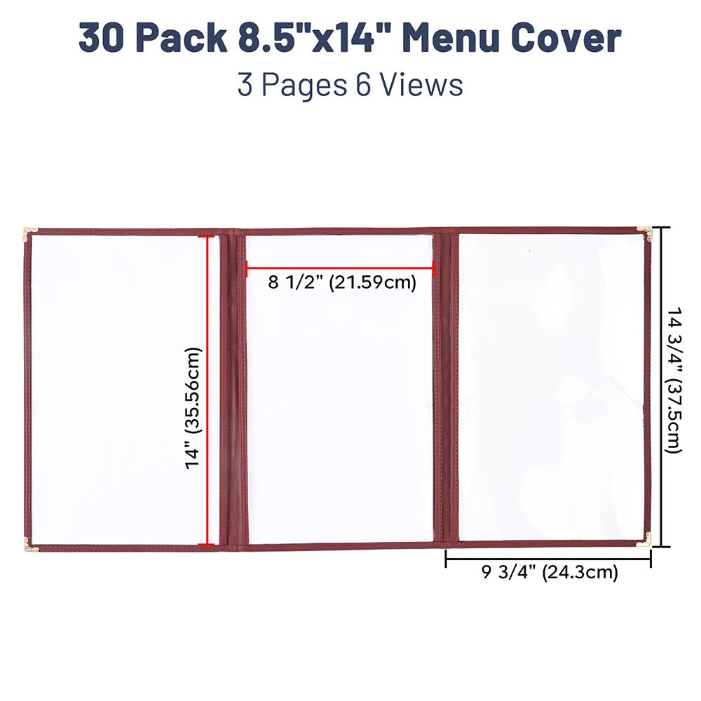 Yescom 30x Menu Covers Cafe Restaurant Triple 8.5x14