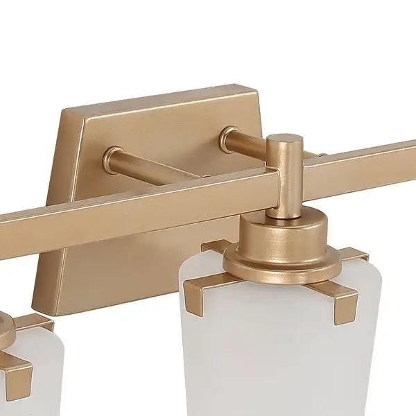 Mid-century Modern Glam 3-light Gold Dimmable Bathroom Vanity Light with Frosted Glass Shade - L22