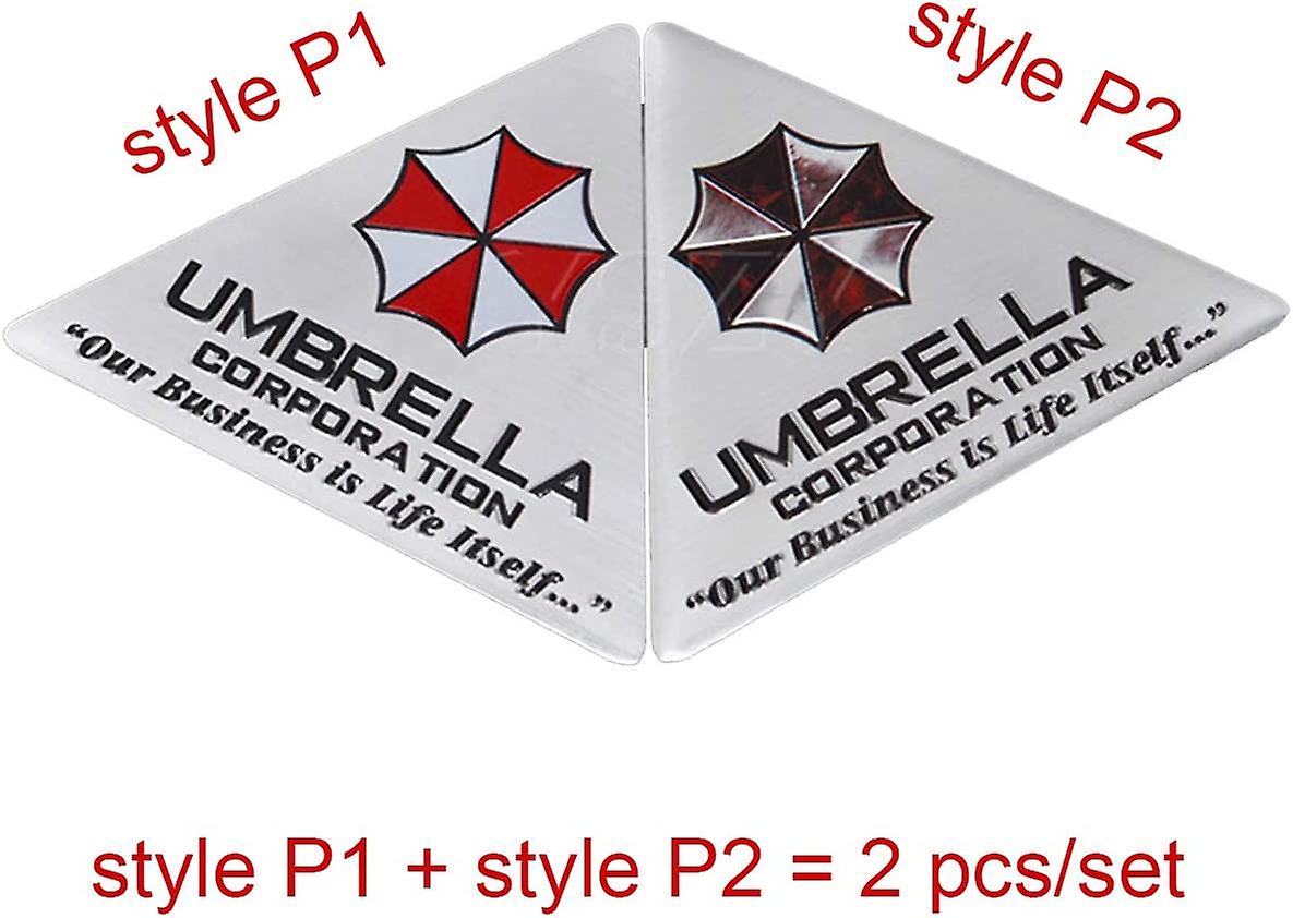 Umbrella Corporation Decals Aluminum Alloy Resi Dent E Vil Stickers Triangle Metal Badge Decals(p1+p2=2 Pcs/set)