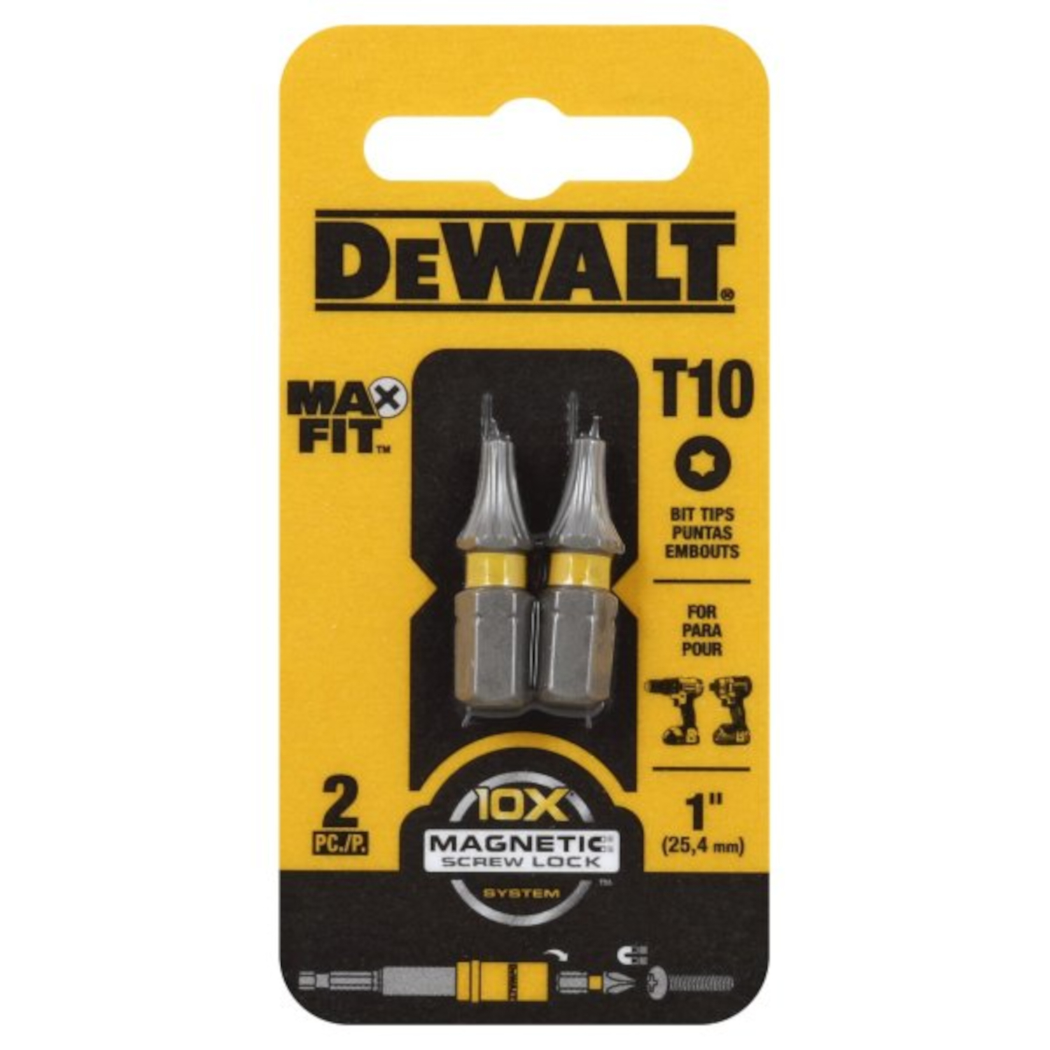 DW Max Fit Torx T10 X 1 in. L Insert Bit S2 Tool Steel 2 pc