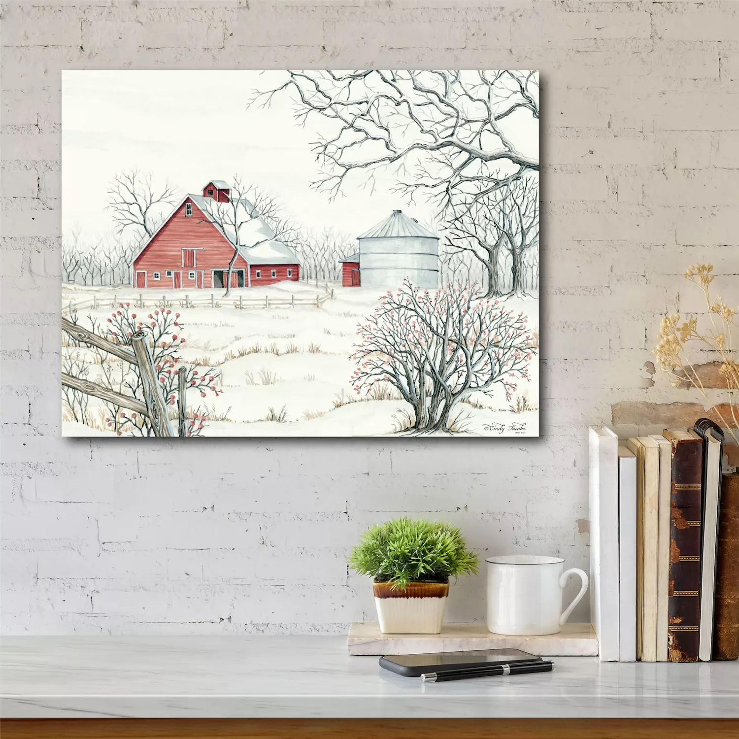 COURTSIDE MARKET Winter Barn Canvas Wall Art