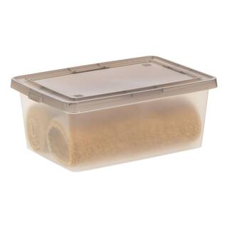 3.6 Gal. Snap Top Plastic Storage Box in Clear with Gray Lid (6-Pack) 585102