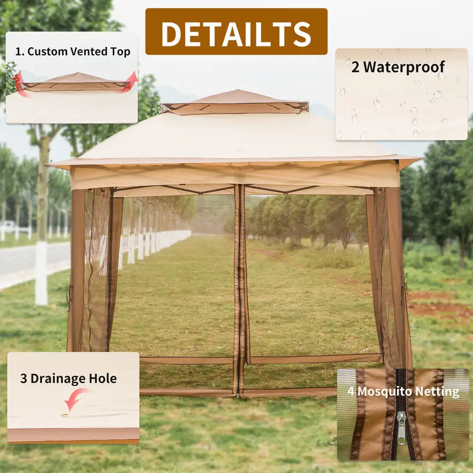 China Supply Outdoor Instant Yard  Canopy Net 10x10ft Double roof patio garden tent