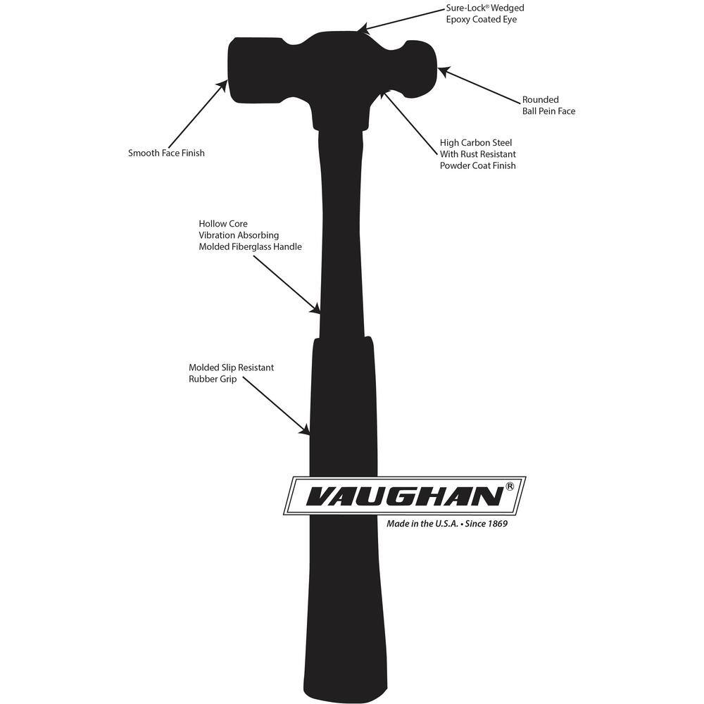 Vaughan 12 oz. Steel Ball Pein Hammer with 13 in. Fiberglass Handle FS2012