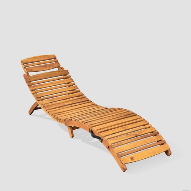 Lahaina Acacia Wood Foldable Chaise Lounge Christopher Knight Home