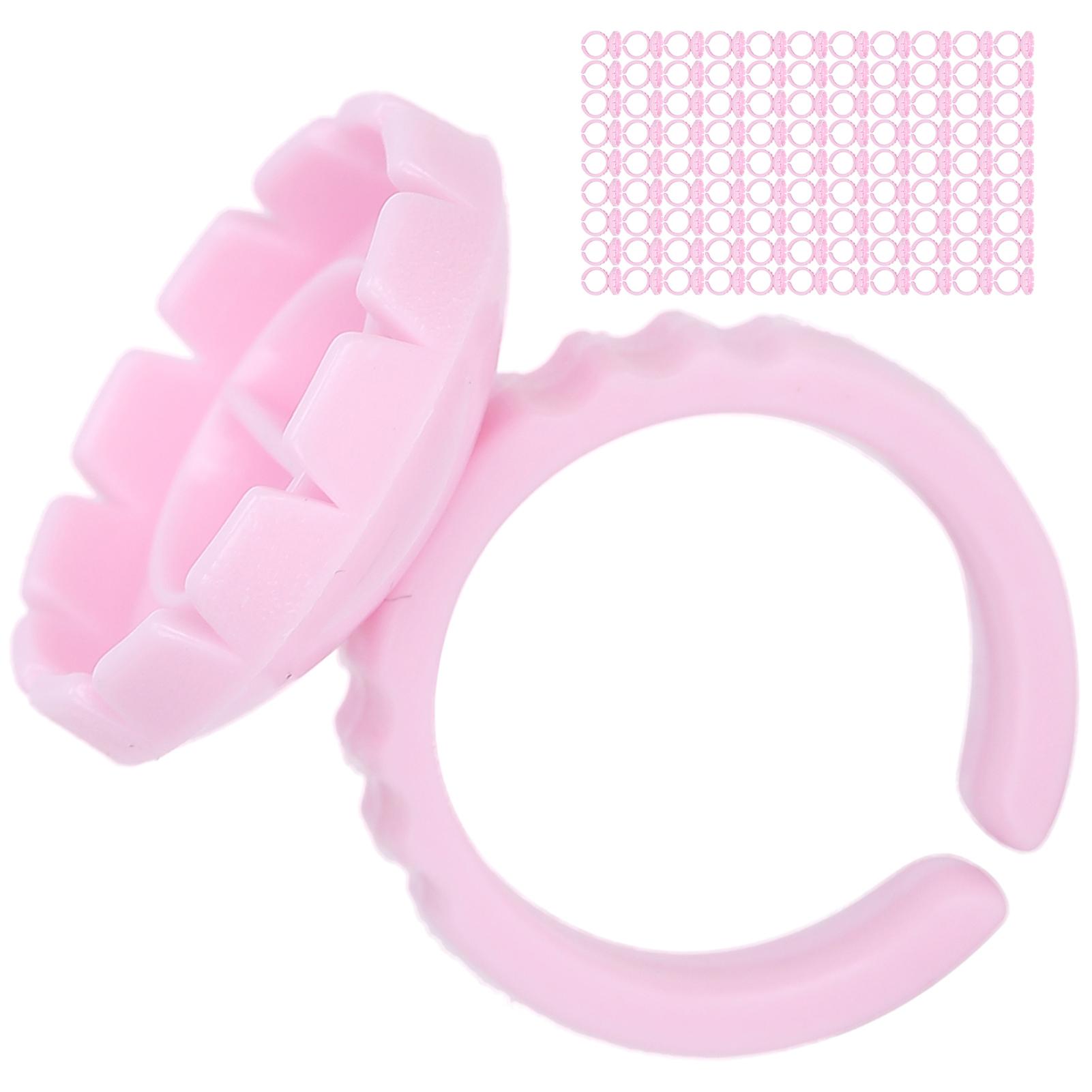 100pcs Disposable Eyelash Glue Ring Cup Eyelash Extension Glue Holder Accessorypink