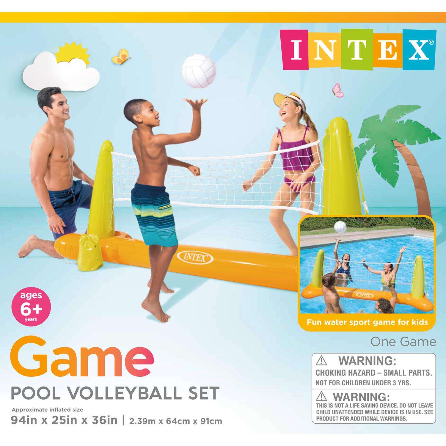 Intex Multicolored Vinyl Inflatable Volleyball Pool Game