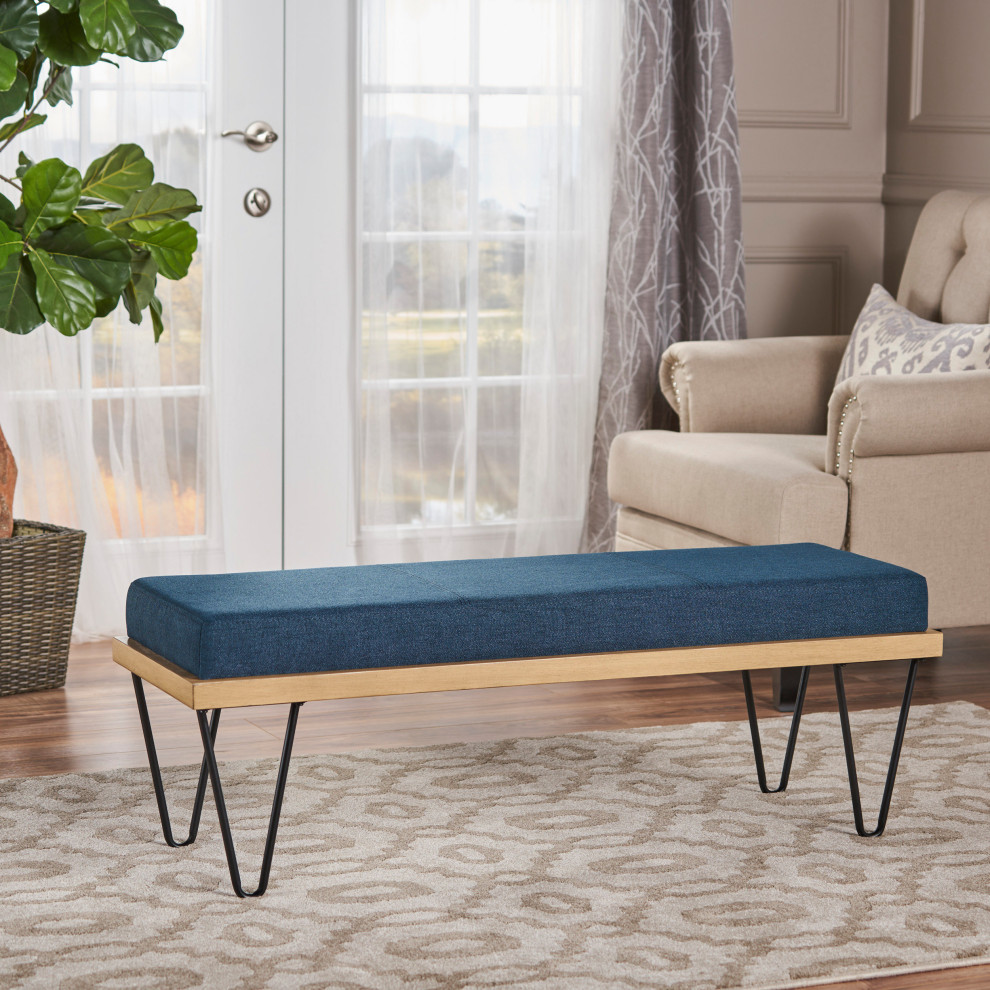 GDF Studio Elaina Industrial Modern Fabric Bench   Midcentury   Upholstered Benches   by GDFStudio  Houzz