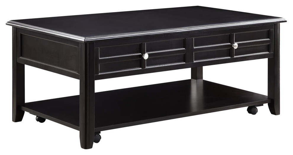 Unique Coffee Table  Lift Top and Decorative Drawer With Chrome Knobs  Espresso   Transitional   Coffee Tables   by Declusia  Houzz