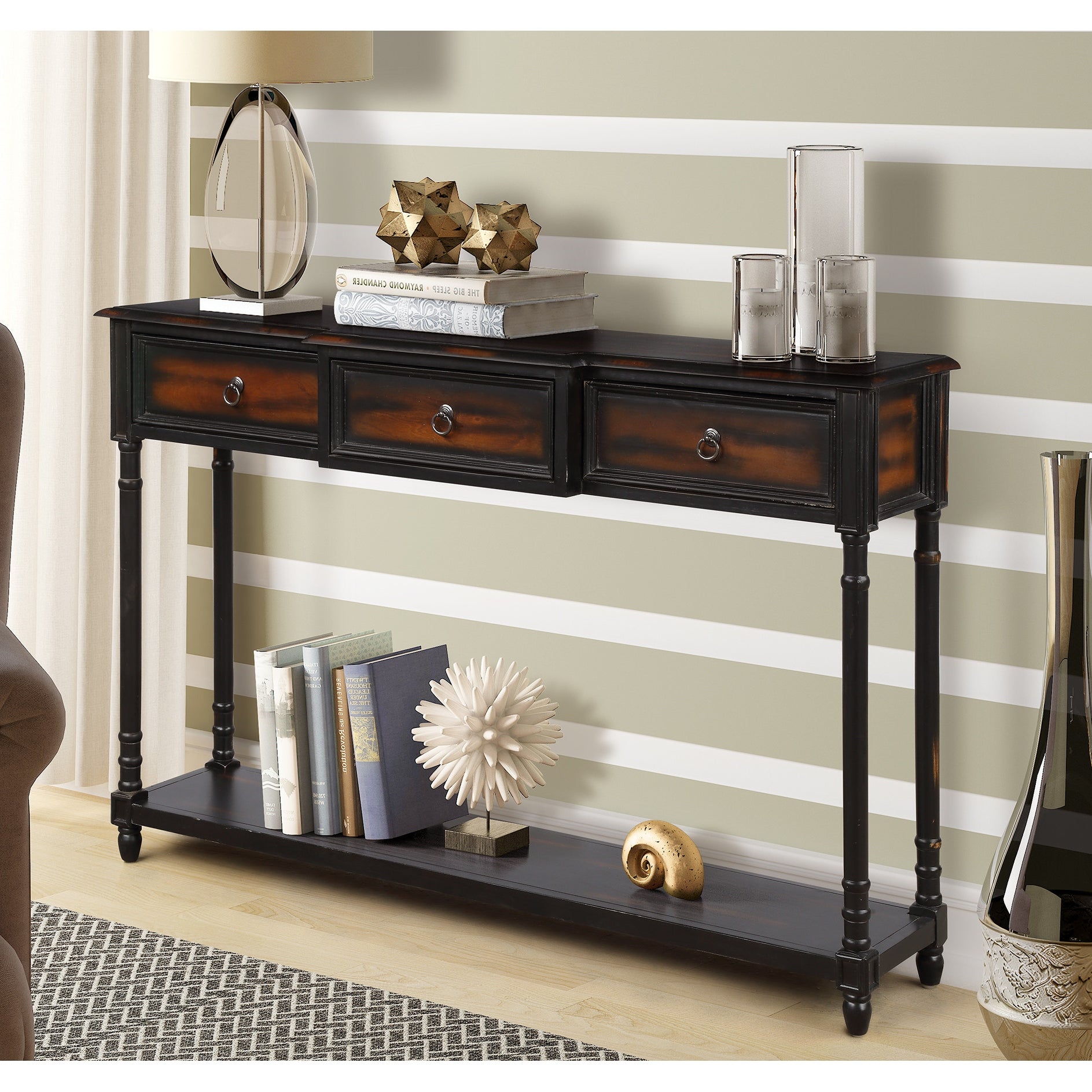 Farmhouse Entryway Tables Console Table with 3 Drawers