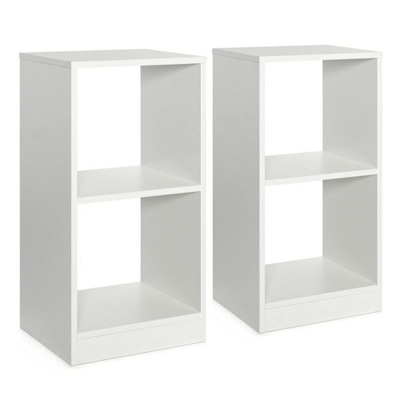 Hivago 2-tier Bookcase Set of 2 with Anti-toppling Device