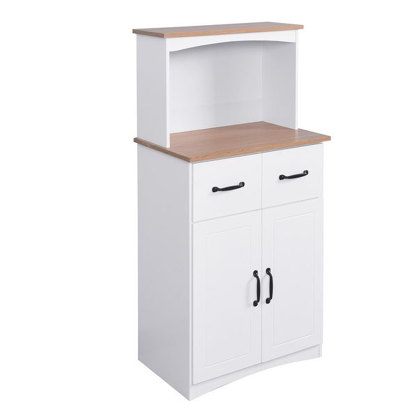 Wooden kitchen cabinet， deck two drawers， adjustable shelf cabinet， (white)