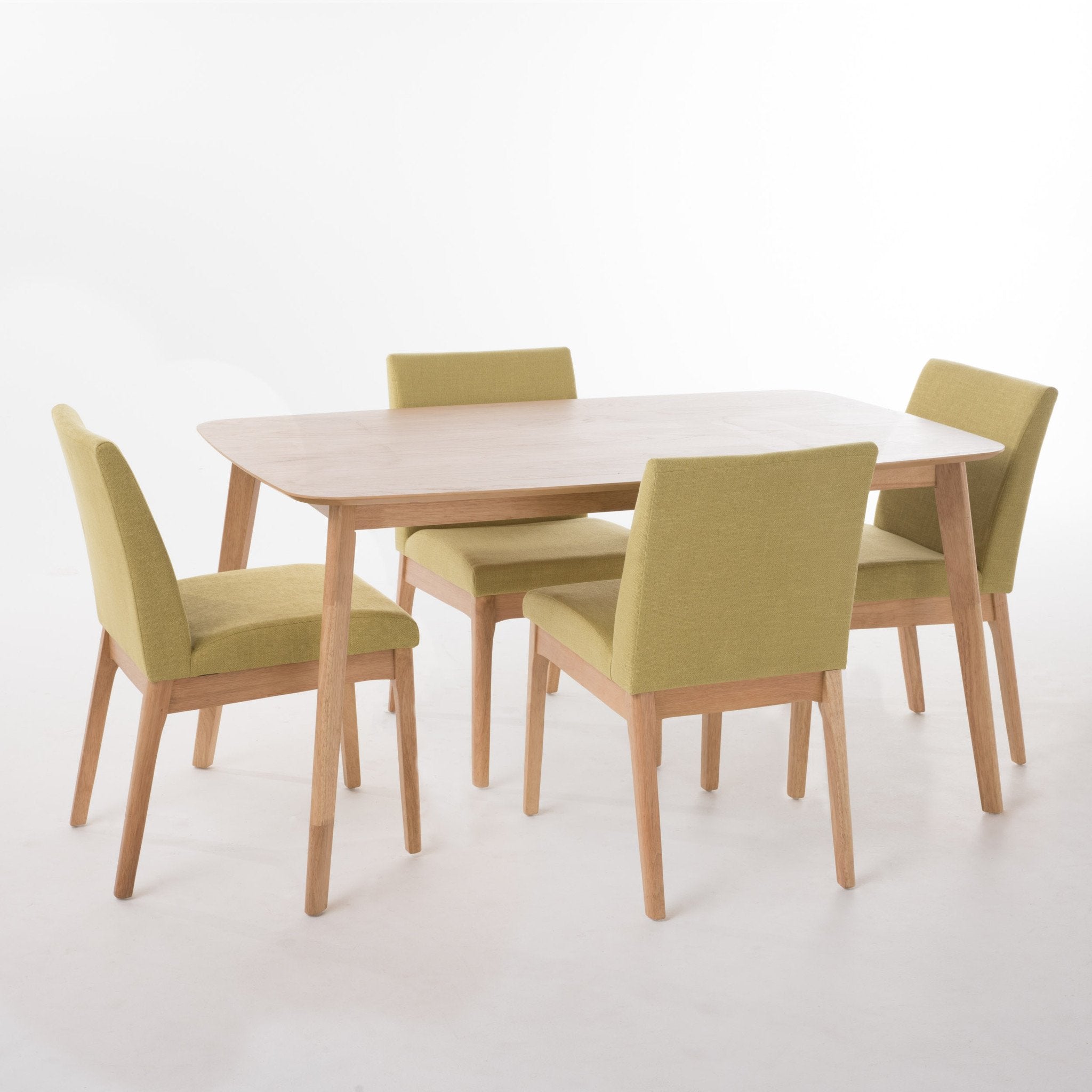 Katherine Mid Century Fabric & Wood Finish 5 Piece Dining Set