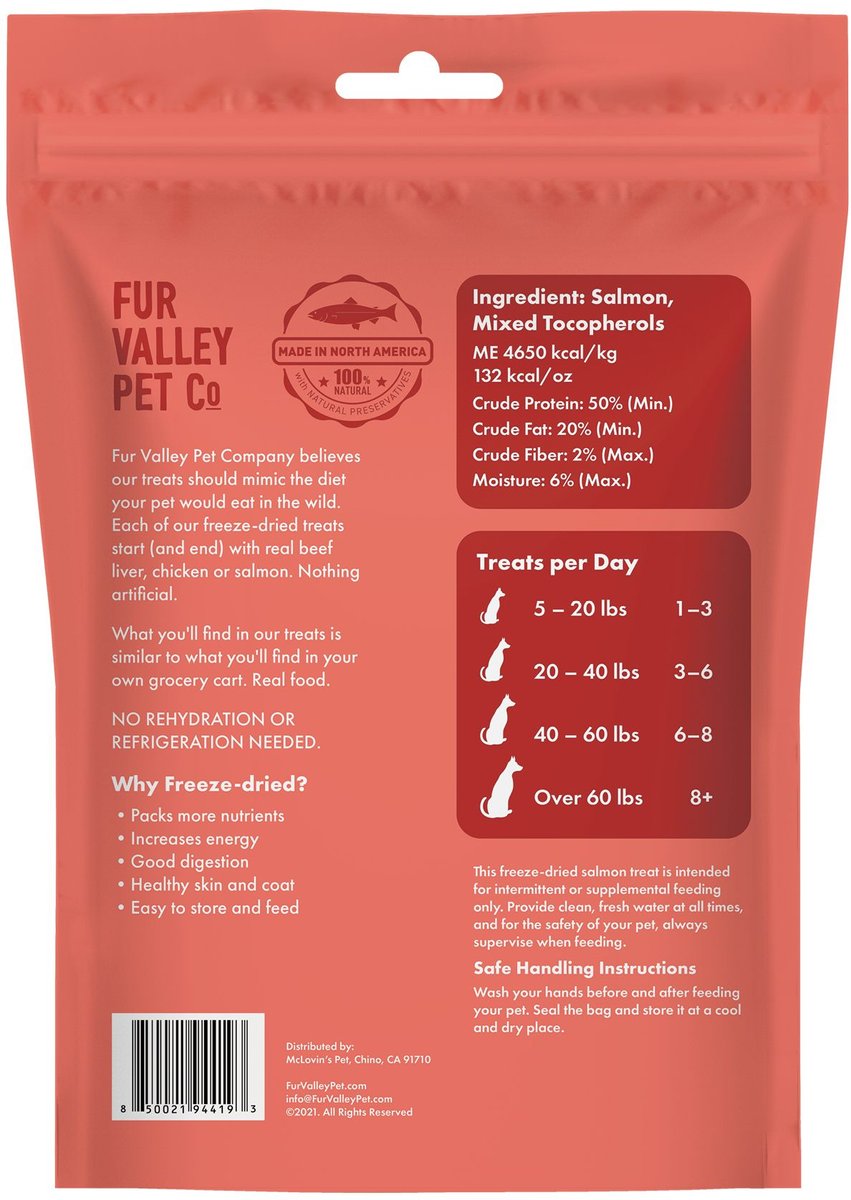 Fur Valley Salmon Bites Grain-Free Freeze-Dried Dog Treats， 2-oz bag